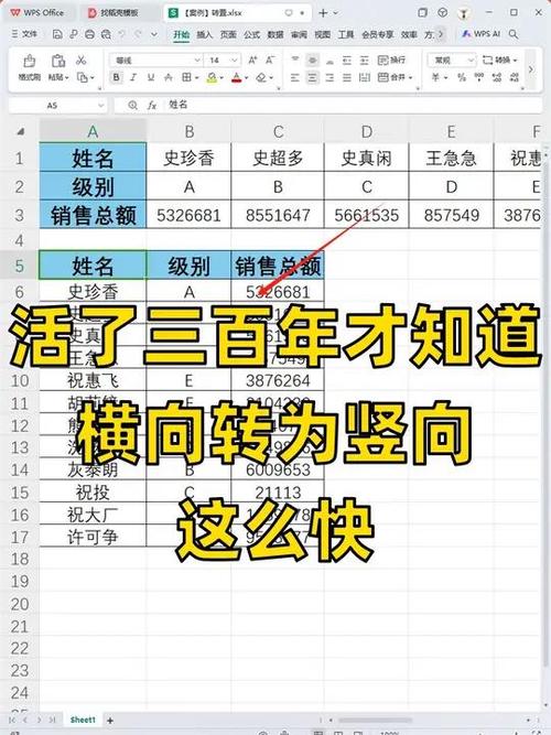 将横向数据转变成竖向的方法截图
