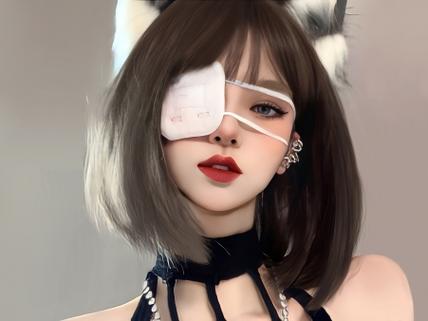 戴眼罩的短发女角色