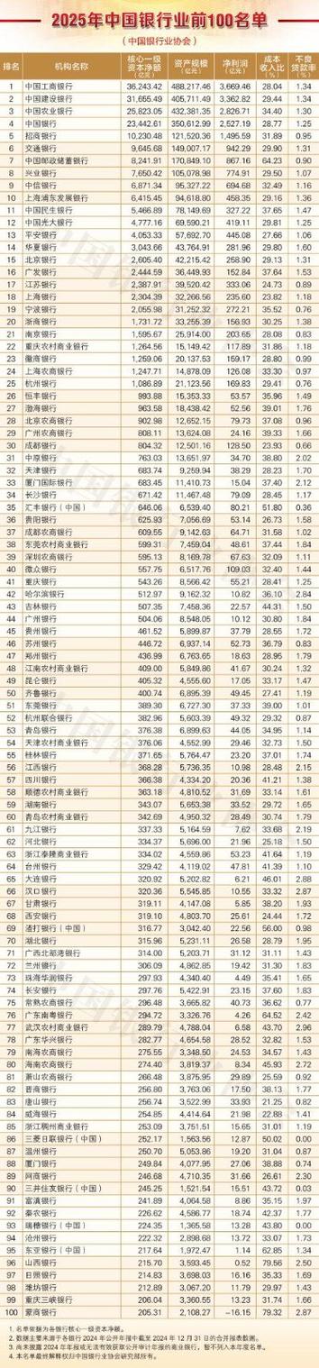中国银行100强名单缩略图