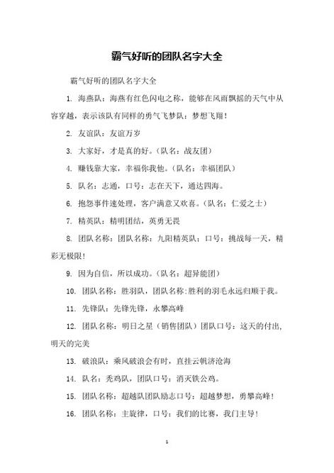 比较霸气的战队名