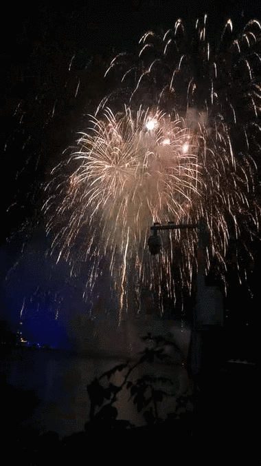 夜空中的烟火点亮快乐