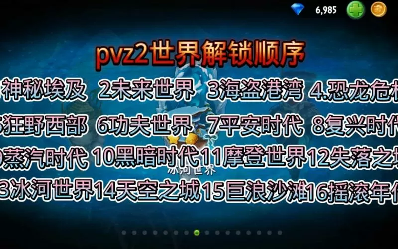 植物大战僵尸2解锁顺序