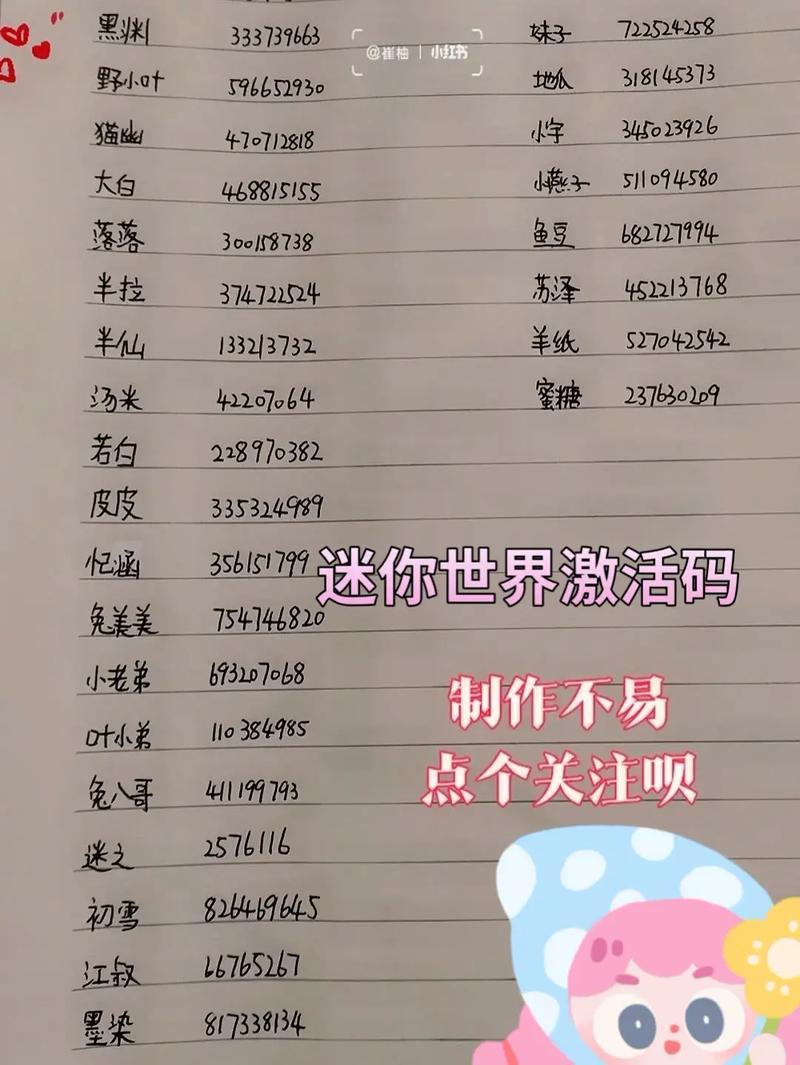 迷你世界2024年最新激活码