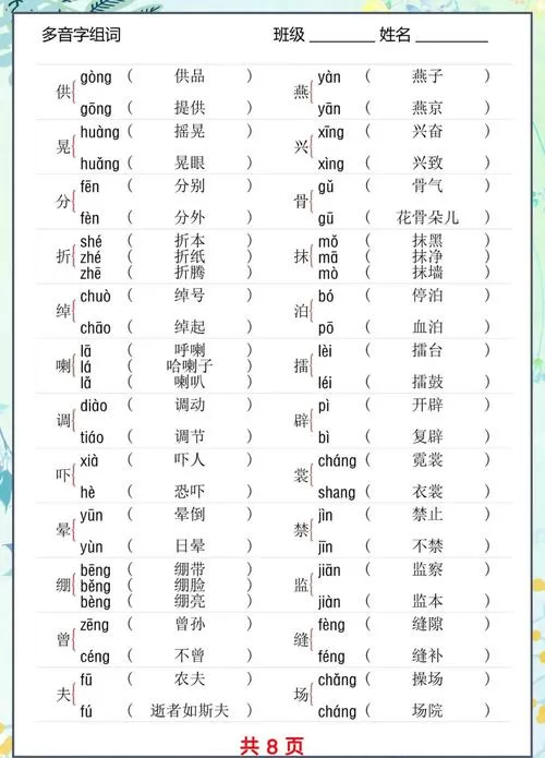 多音字袋组词和拼音