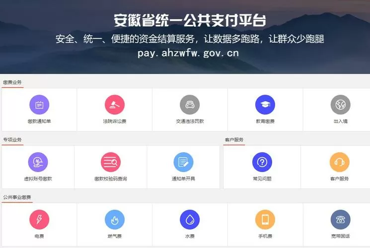 统一支付平台缴费入口