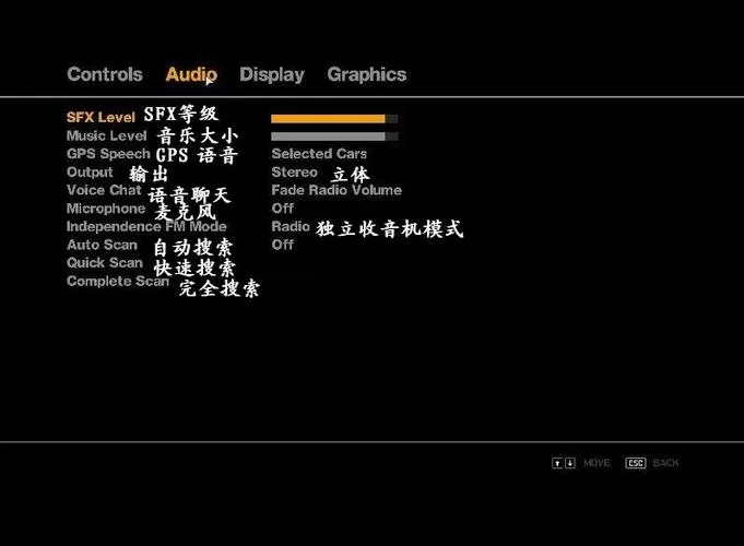 gta4画面设置中文对照表截图