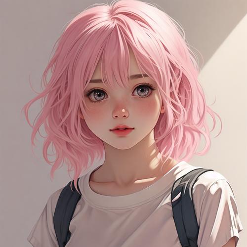 jk漫画粉头发女孩头像粉色版本截图