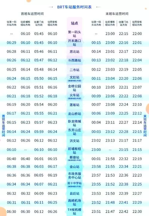 厦门公交时刻表