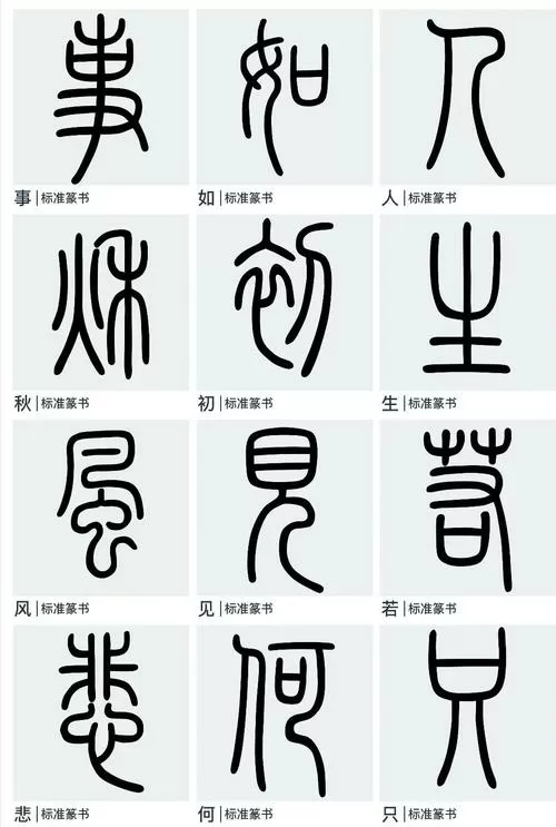 篆书对照表
