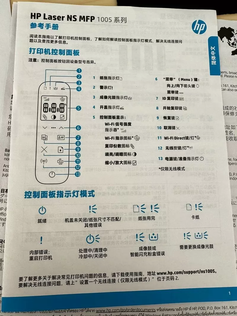 惠普打印机各个按键图解