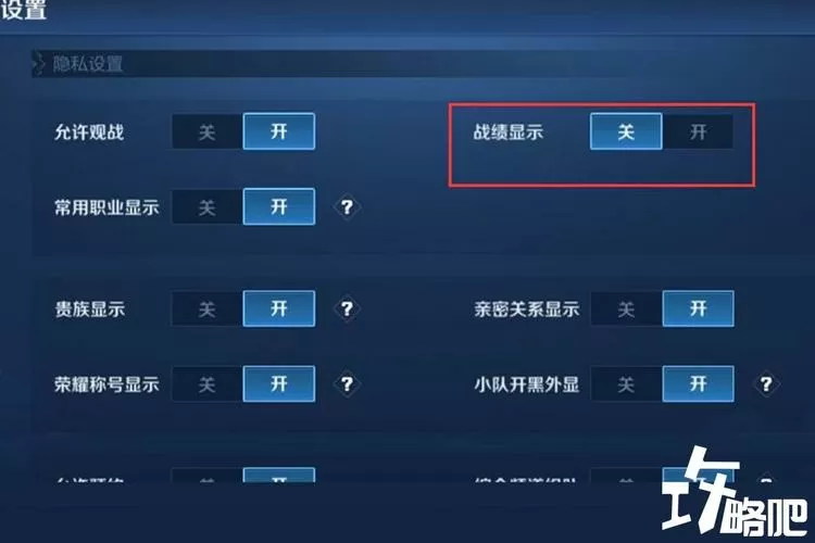 王者荣耀设置权限无法查看战绩