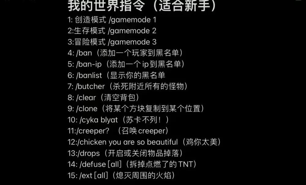 我的世界指令效果