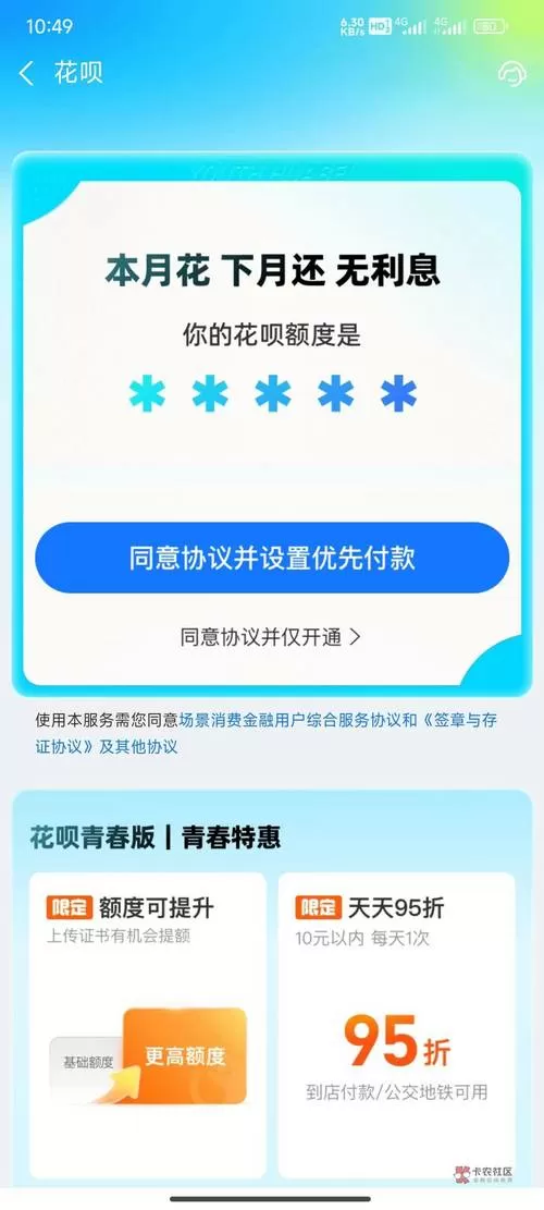升级花呗标准版页面