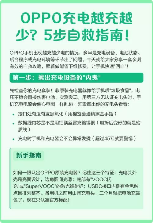 oppo充电越充越少怎么解决