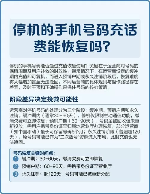 手机已停机充话费后能不能恢复正常