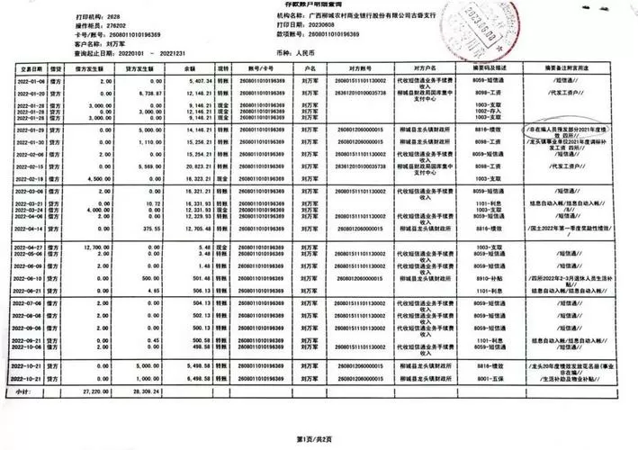 工资流水账单