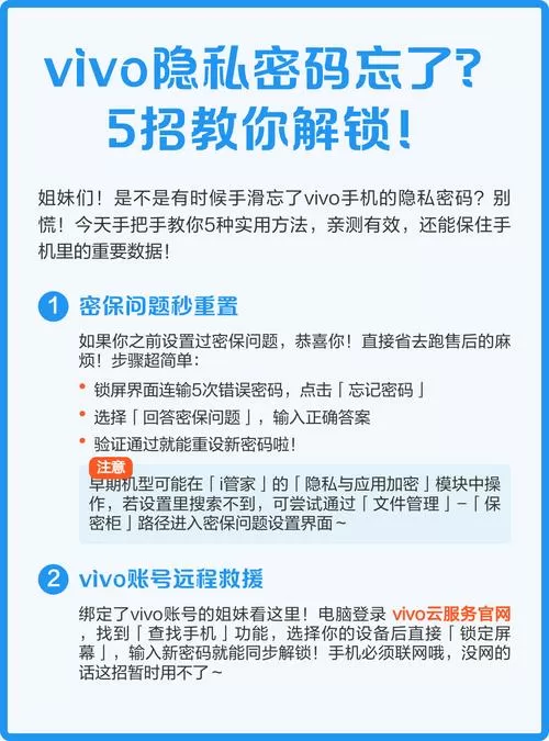 vivo忘记原子隐私密码怎么办