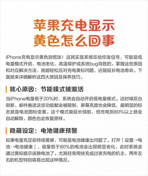 为什么苹果充电显示黄颜色