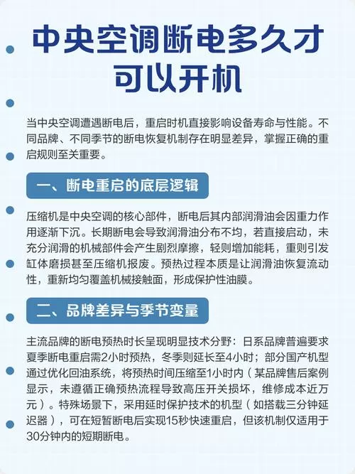 中央空调断电后重启要多久截图