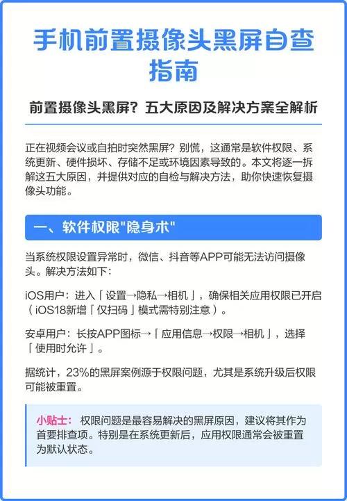 前置摄像头黑屏怎么解决