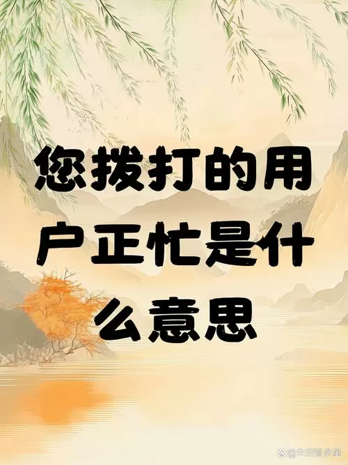电话正忙是什么情况