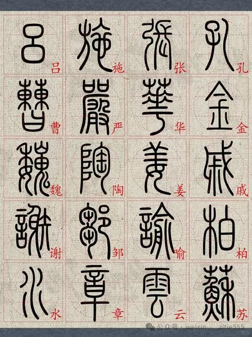 篆字大全对照表高清截图