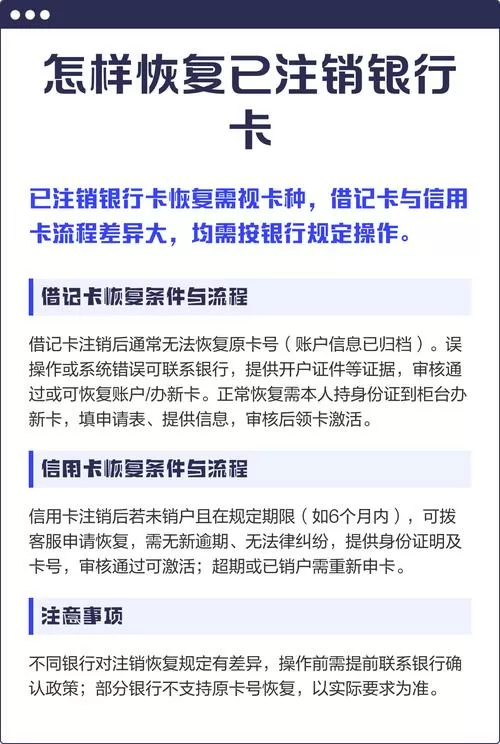 怎样恢复已注销的银行卡