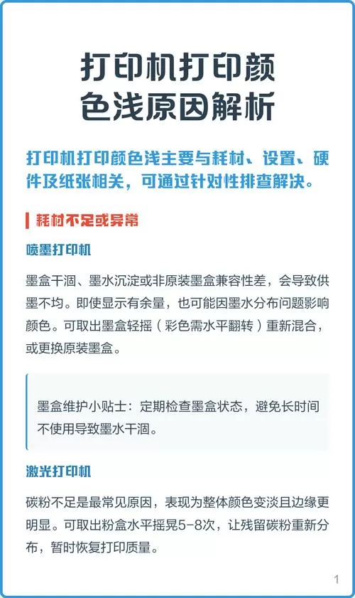 激光打印机颜色淡原因分析截图