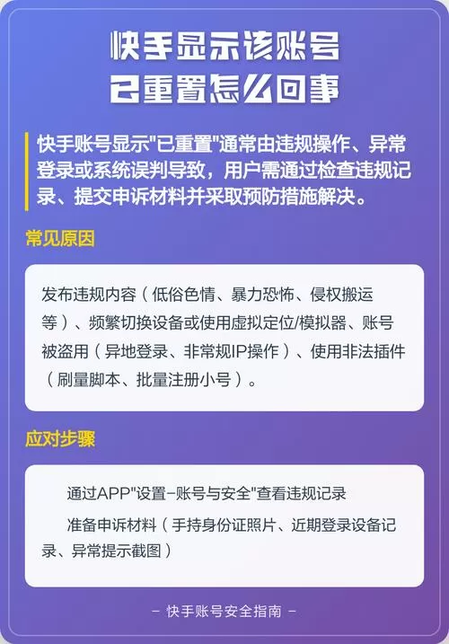 快手的该账号已重置是什么意思