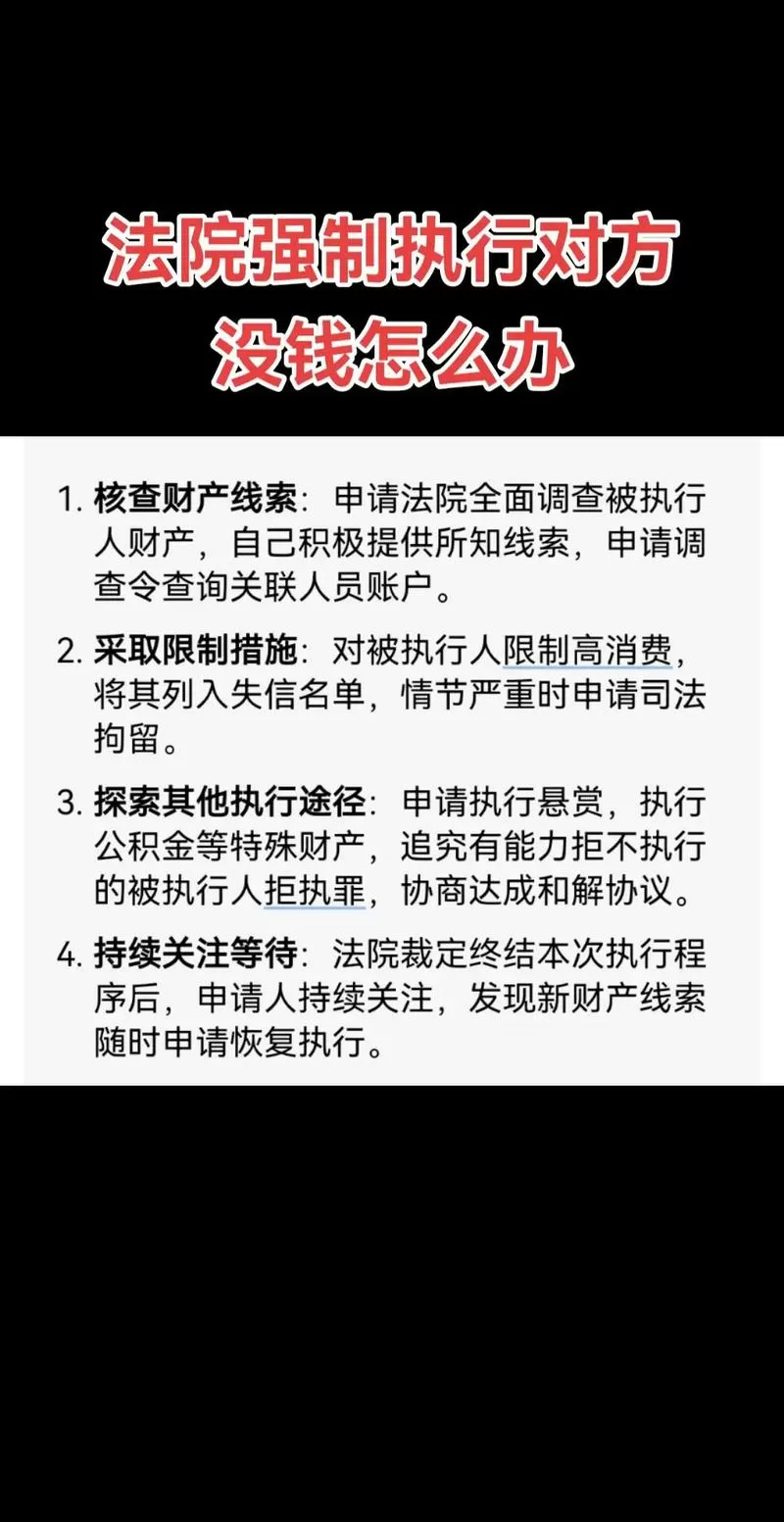 法院强制执行对方没钱怎么办