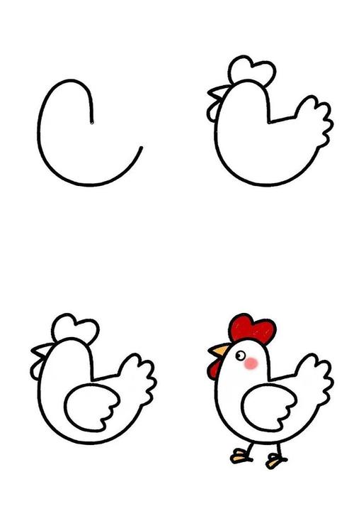 农场小鸡简笔画图标